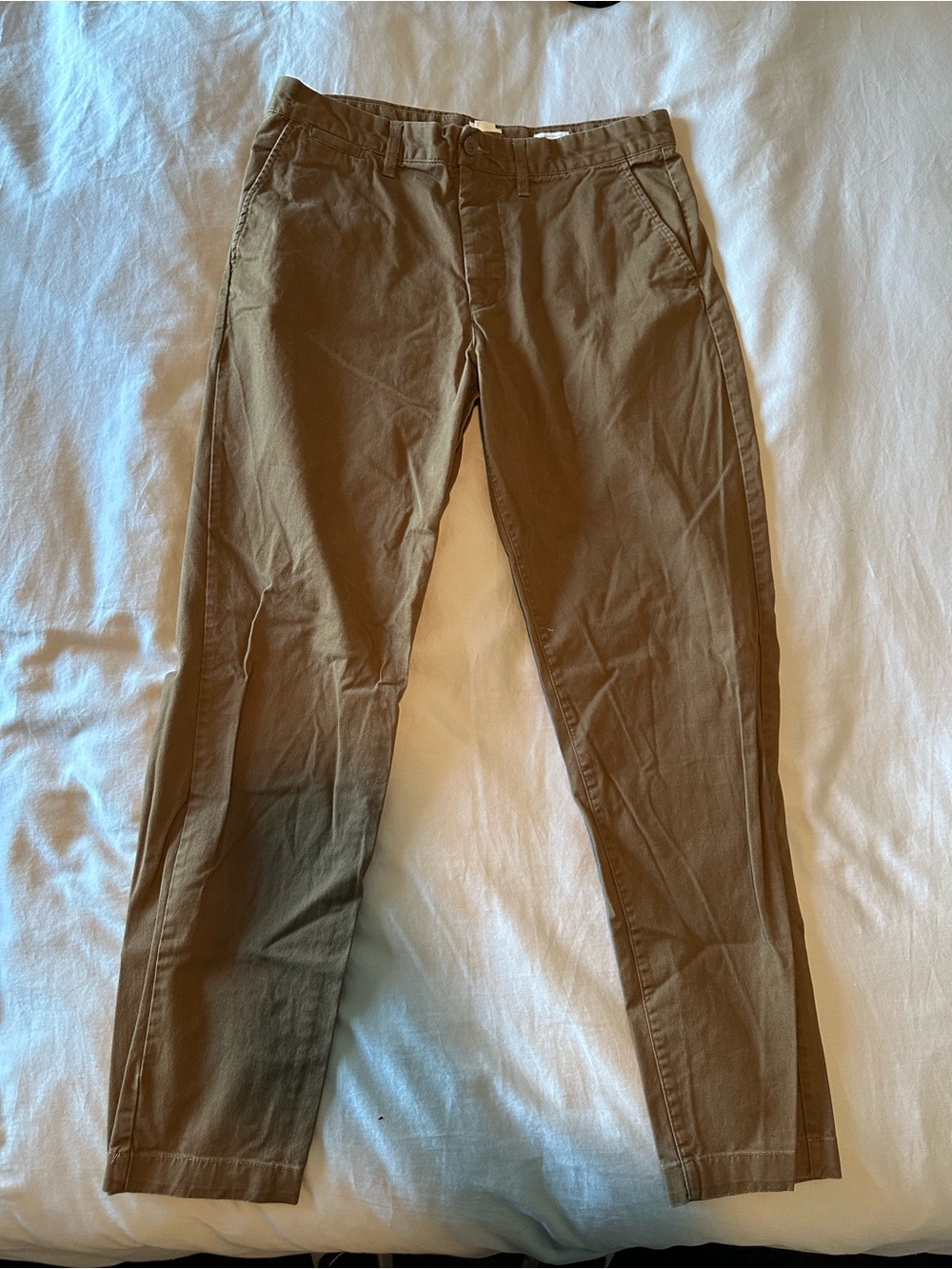 Mens H&M Slim Fit Stretch Cotton Casual Chino Pants - Brown Khaki 32x32